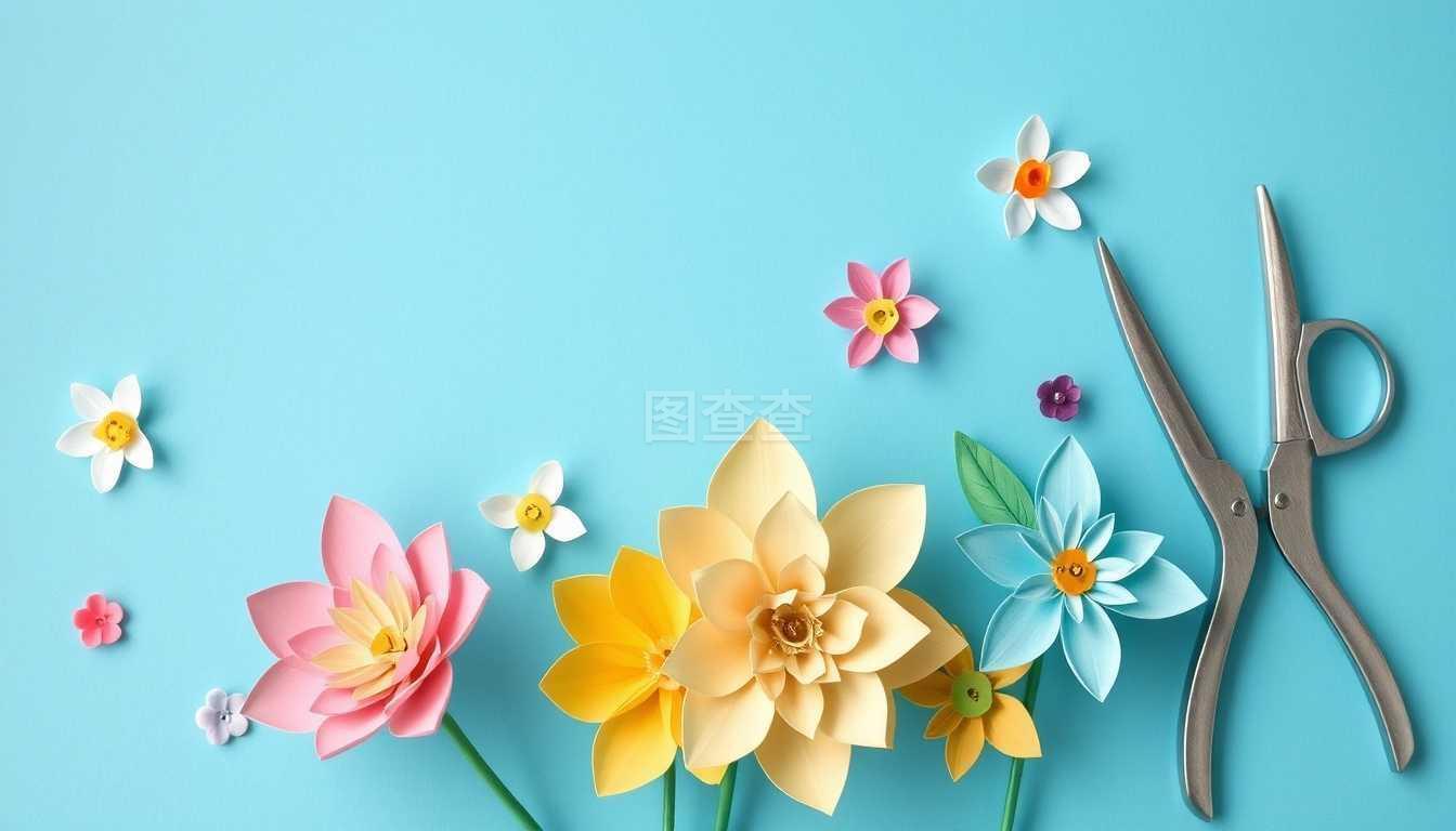 色彩艳丽的纸艺之花 手工纸花与工具的艺术探索